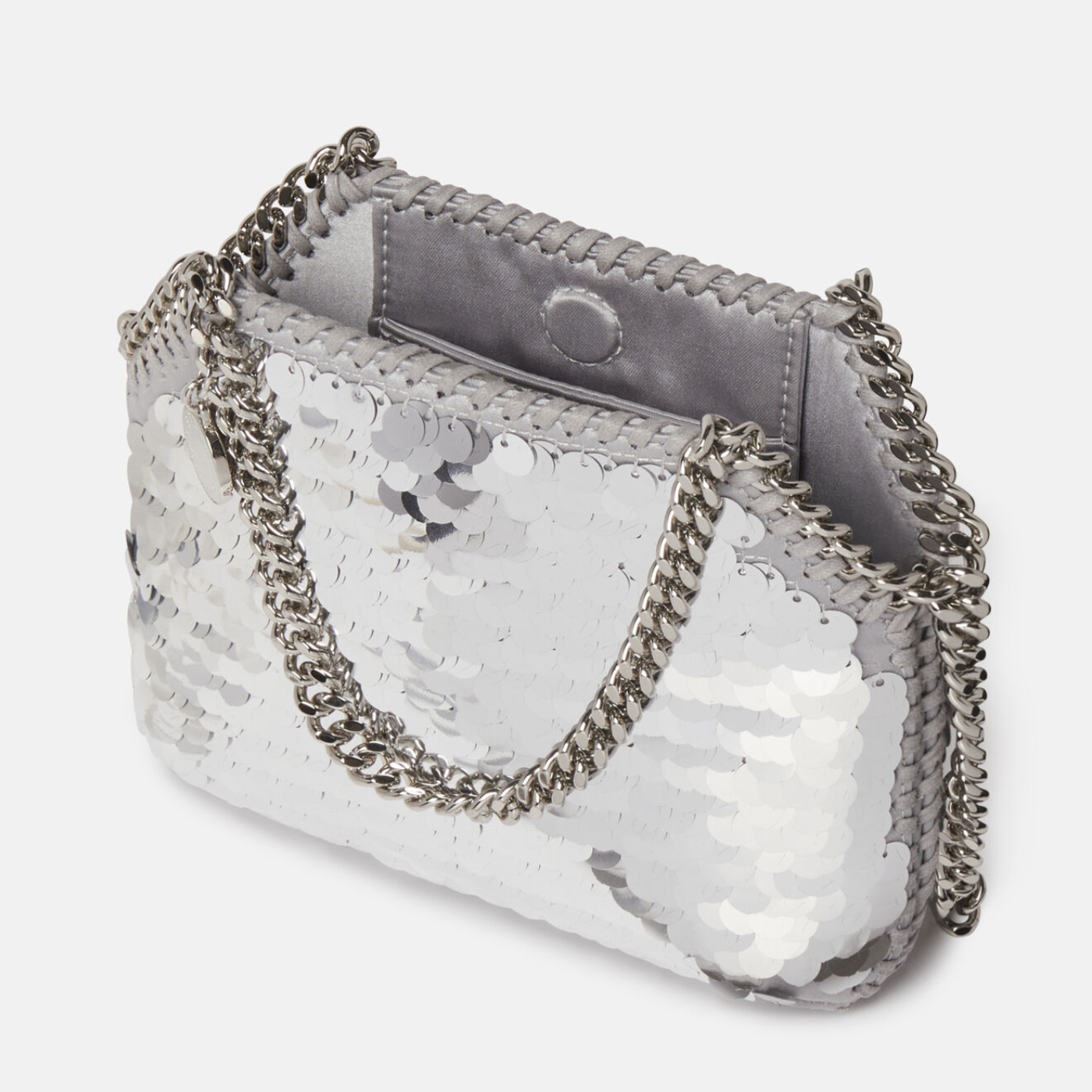 Falabella Sequin Mini Tote Bag in Silver Handbags STELLA MCCARTNEY - LOLAMIR