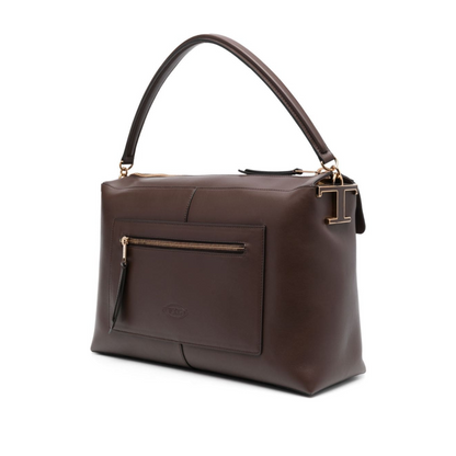 T Case Bauletto in Leather Medium in Dark Brown Handbags TOD'S - LOLAMIR