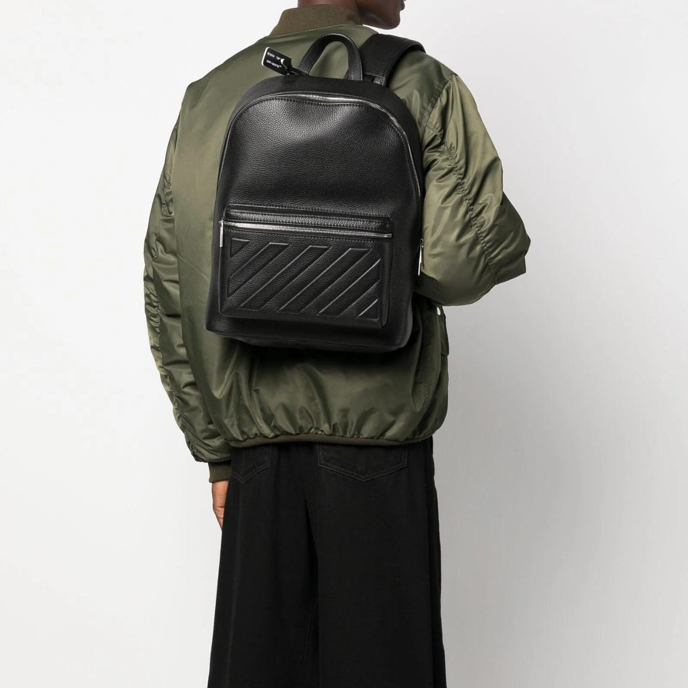 Diag-embossed leather backpack in Black Handbags OFF WHITE - LOLAMIR