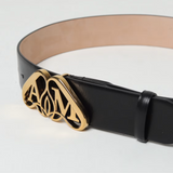 Seal Gold Logo Belt in Black