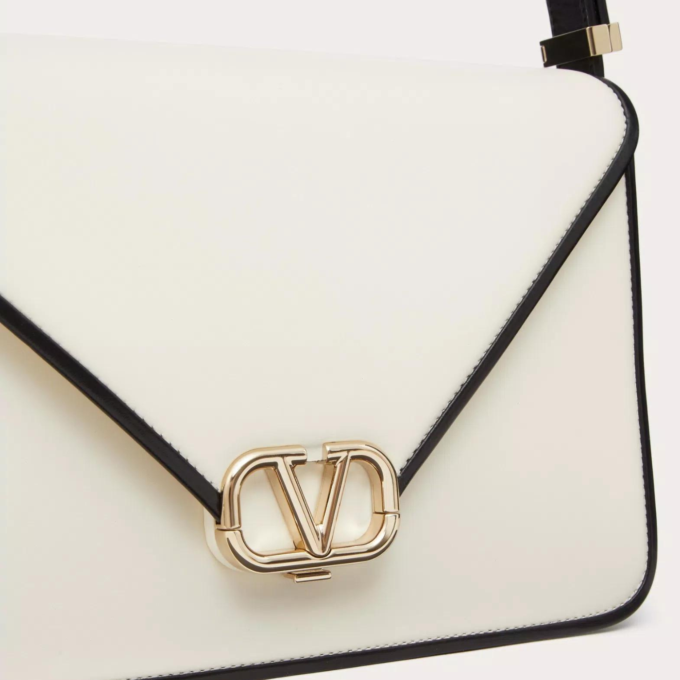 Letter Shoulder Bag in Two-Tone Ivory/Black Handbags VALENTINO - LOLAMIR