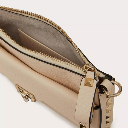 Rockstud Pouch with Chain in Ivory Handbags VALENTINO - LOLAMIR