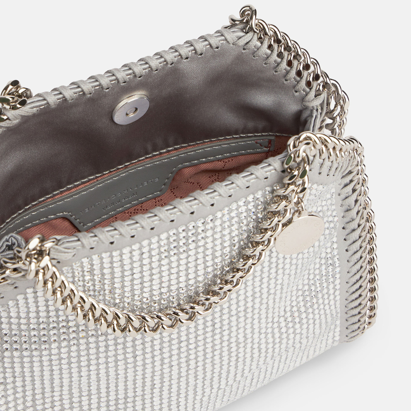 Falabella Crystal Mesh Mini Tote Bag in Silver Handbags STELLA MCCARTNEY - LOLAMIR