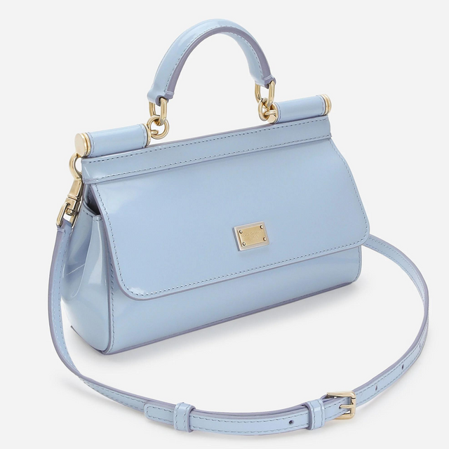 Sicily Small Handbag in Glossy Light Blue