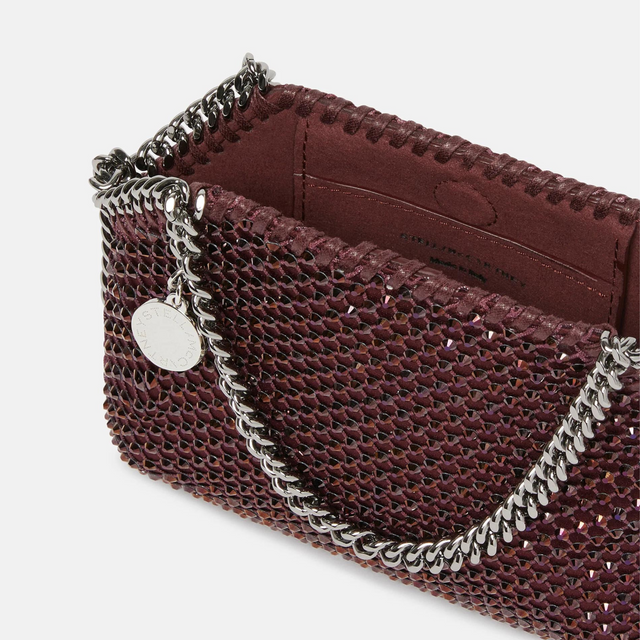 Falabella Crystal Mesh Mini Tote Bag in Berry