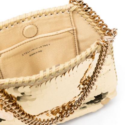 Falabella Sequin Mini Tote Bag in Gold Handbags STELLA MCCARTNEY - LOLAMIR