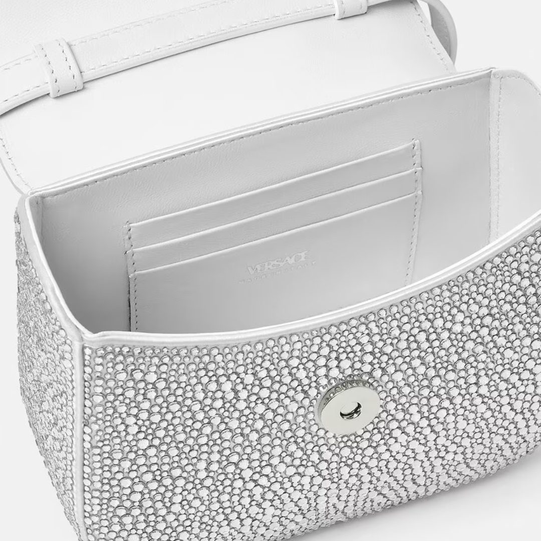 Crystal La Medusa Mini Bag in White Handbags VERSACE - LOLAMIR
