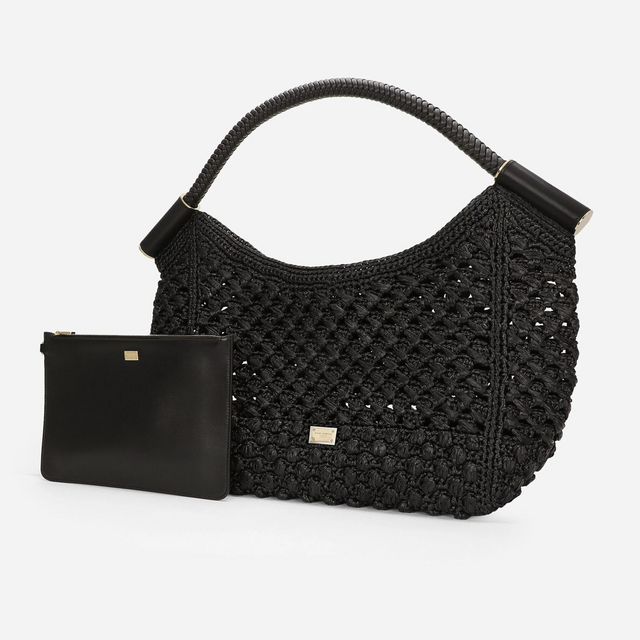 Sicily Crochet Handbag in Black