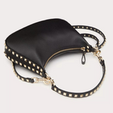 Rockstud Small Hobo Bag In Black Handbags VALENTINO - LOLAMIR