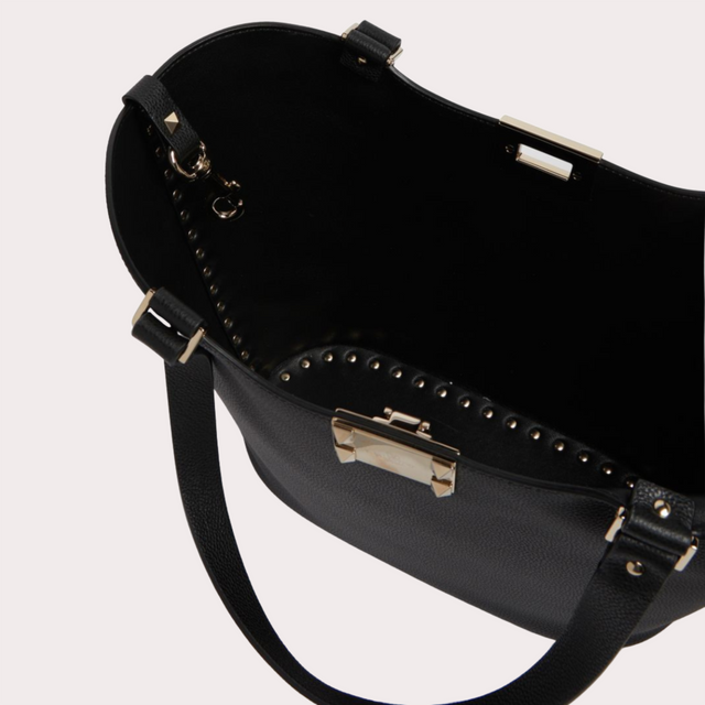 Rockstud Small Tote Bag in Black