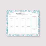 Weekly Planner Notepad | Light Marigolds | Teal