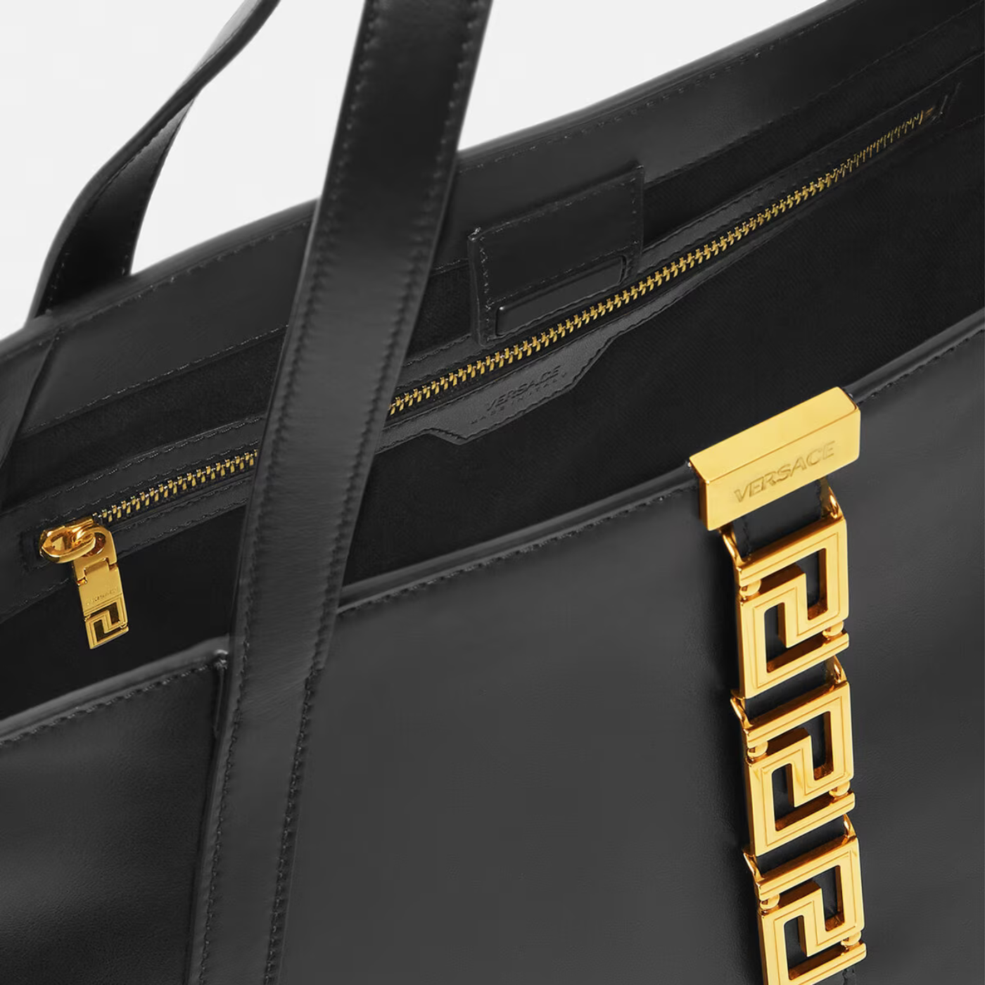 Greca Goddess Large Tote Bag in Black Handbags VERSACE - LOLAMIR