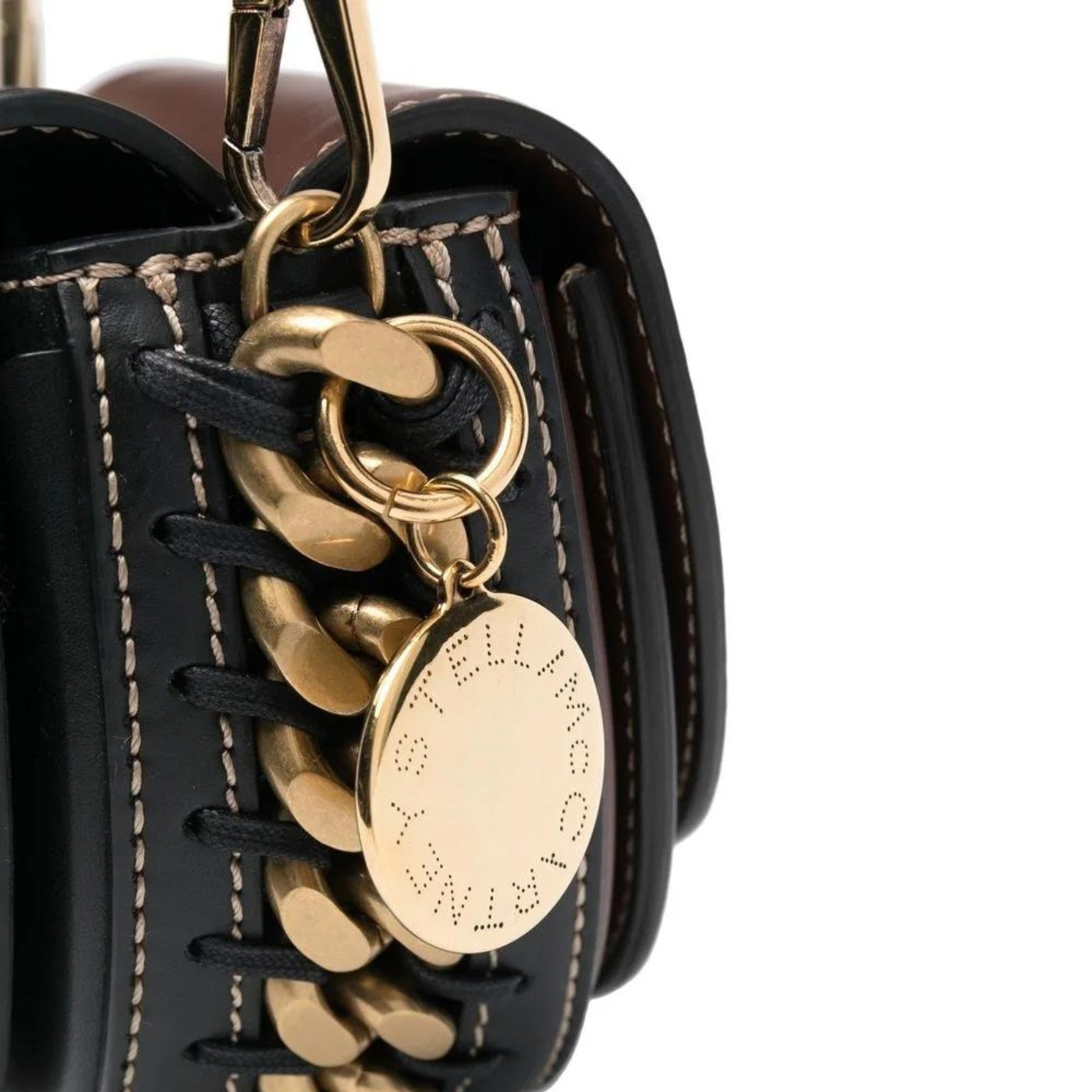 Frayme Double Flap Shoulder Bag in Black/Havana Handbags STELLA MCCARTNEY - LOLAMIR