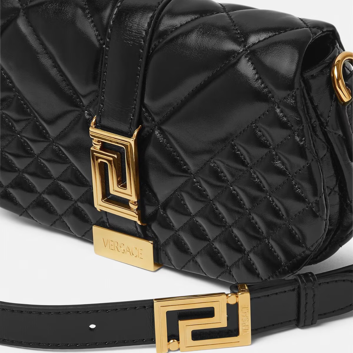Greca Goddess Quilted Mini Bag in Black Handbags VERSACE - LOLAMIR
