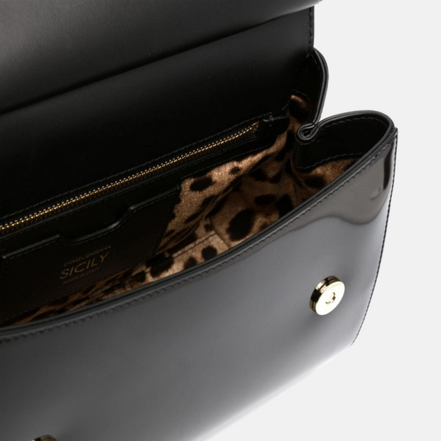 Sicily Large Handbag in Glossy Black/Gold