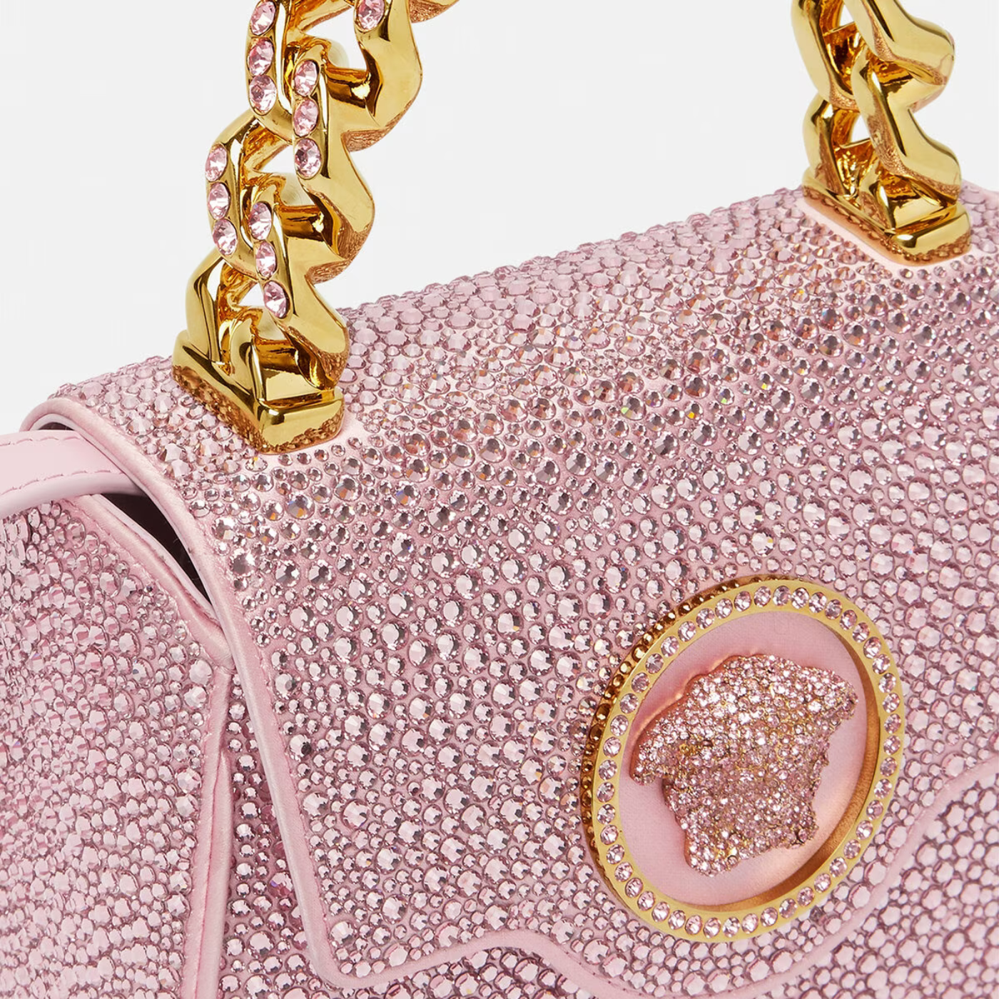 Crystal La Medusa Mini Bag in Pink Handbags VERSACE - LOLAMIR