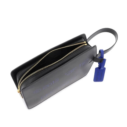 Zip Tie Medium Clutch in Black/Blue Handbags OFF WHITE - LOLAMIR