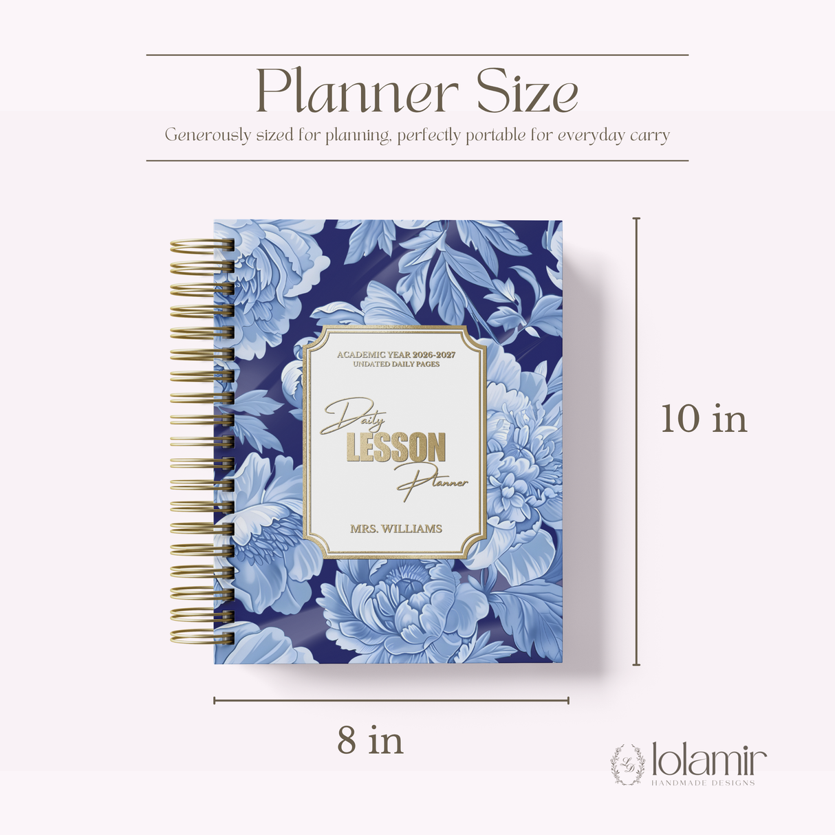 Teacher Daily Lesson Planner - Wire Bound Academic Planner Companion - Personalized Undated Daily - Back to School Teacher Gift, Floral - view 10