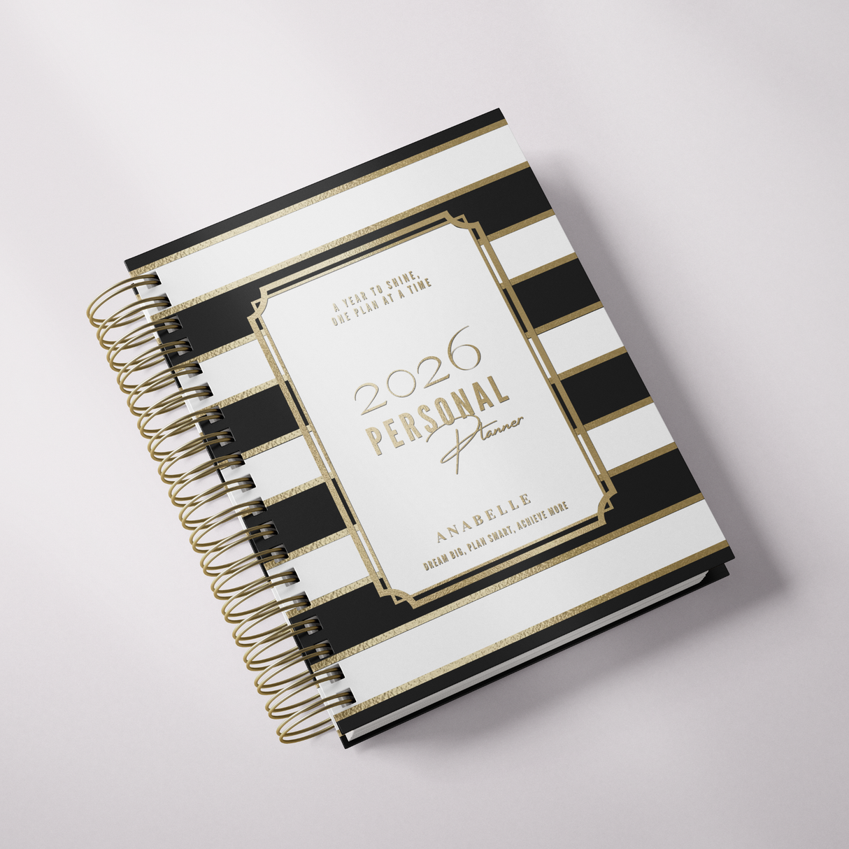 DAILY - City Stripes - Spiral Planner - Custom Start Month - Black - view 2