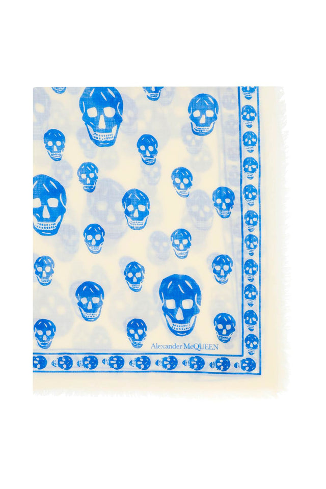 Skull Scarf In Light Wool in White