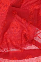 Skull Scarf In Light Wool in Red