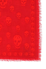Skull Scarf In Light Wool in Red