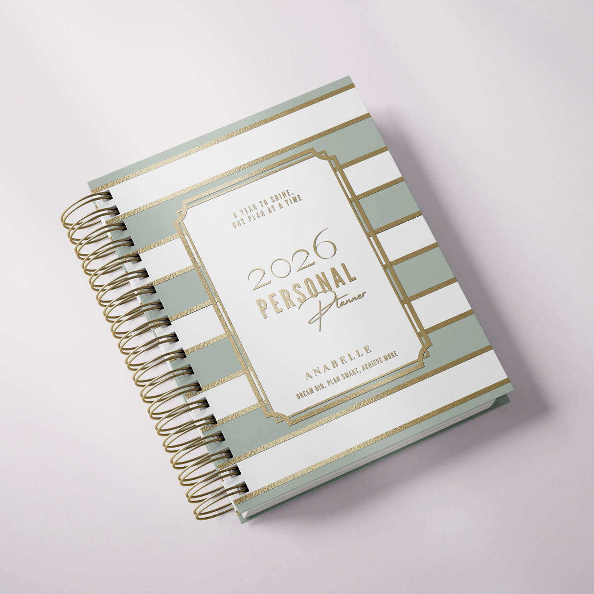 DAILY - City Stripes - Spiral Planner - Custom Start Month - Green - view 2