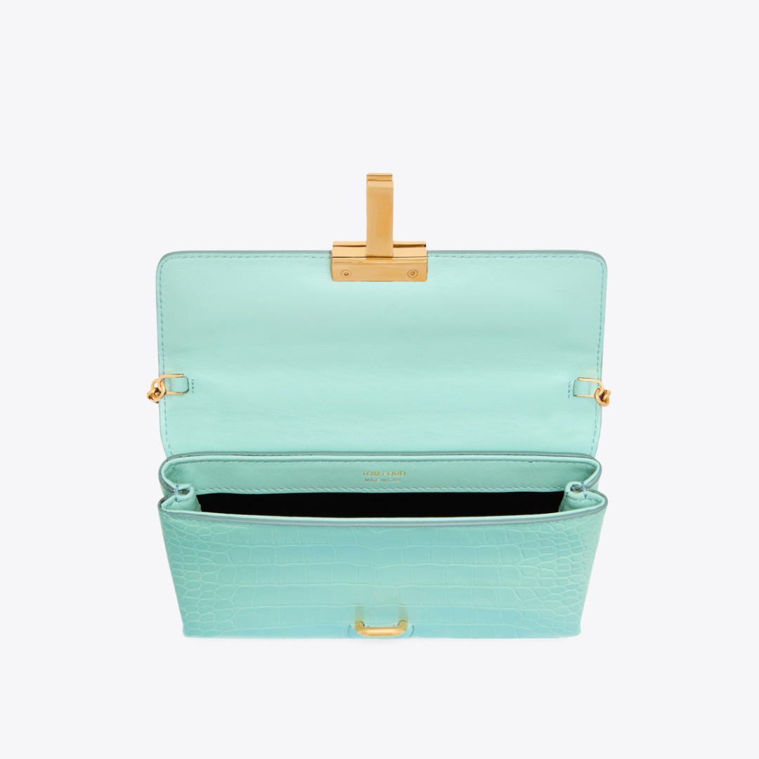 Monarch Mini Croco-Embossed Mini Bag in Turquoise Handbags TOM FORD - LOLAMIR