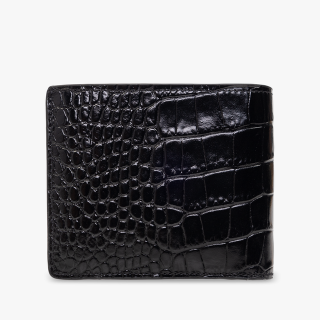 Medusa Biggie Bi-Fold Croc-Effect Wallet in Black