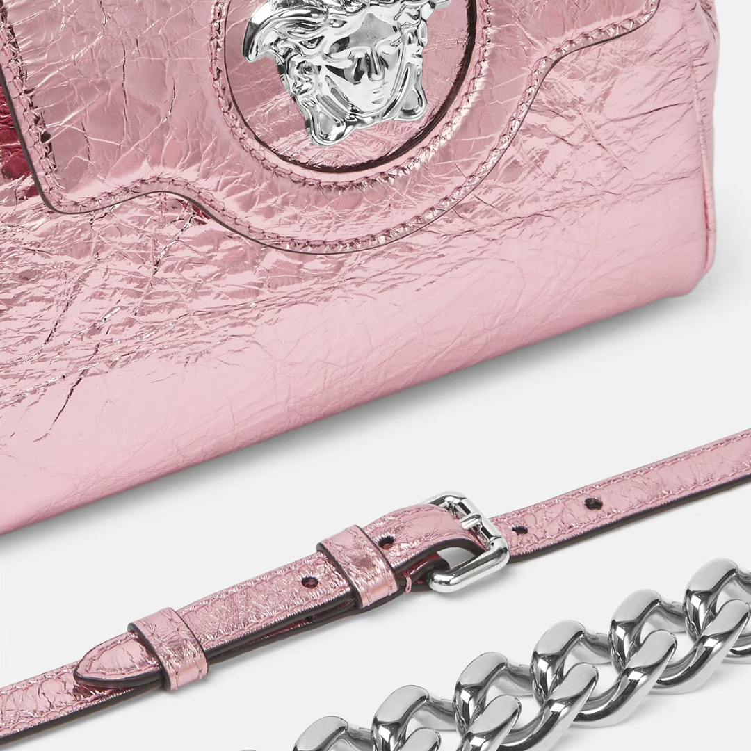 La Medusa Metallic Small Bag in Pink Handbags VERSACE - LOLAMIR
