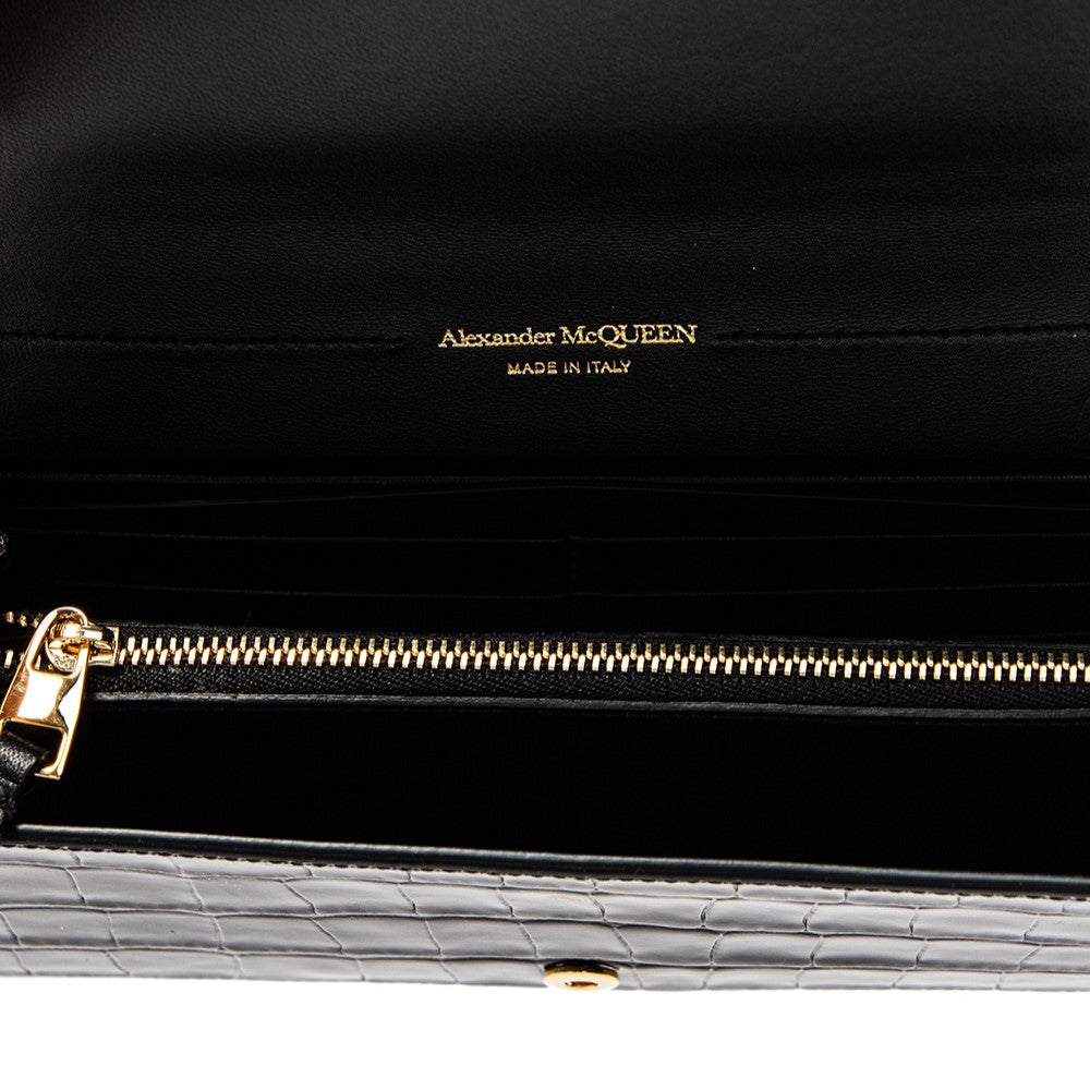 Skull clutch/wallet with chain in Black/Gold Handbags ALEXANDER MCQUEEN - LOLAMIR