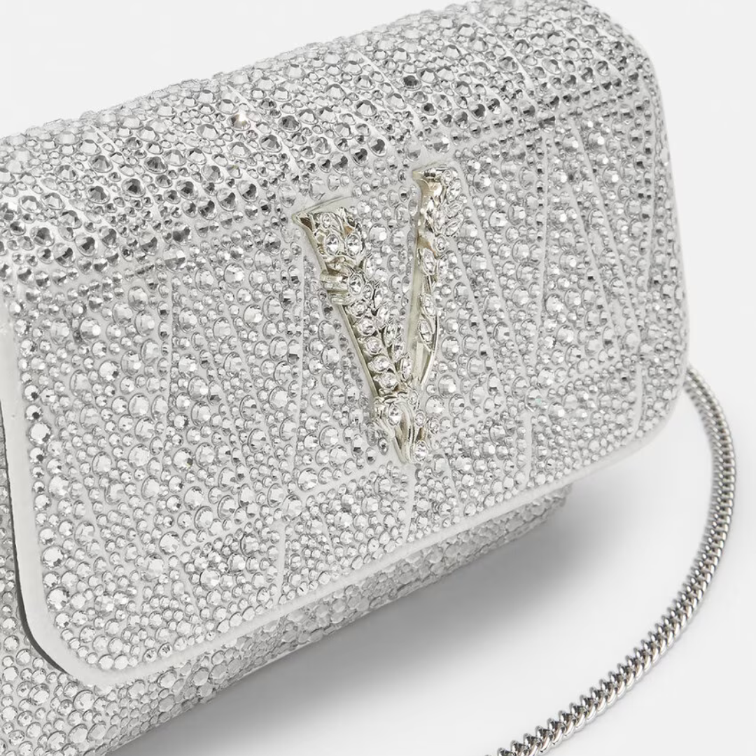 Crystal Virtus Mini Bag in White Handbags VERSACE - LOLAMIR