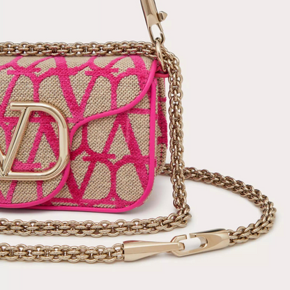Locò Toile Iconographe Small Shoulder Bag in Beige/Pink PP Handbags VALENTINO - LOLAMIR