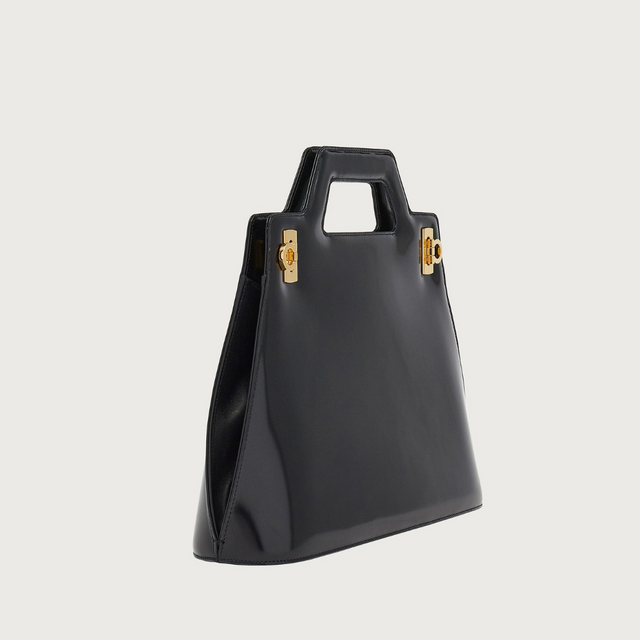 Wanda Top Handle in Black Handbags FERRAGAMO - LOLAMIR