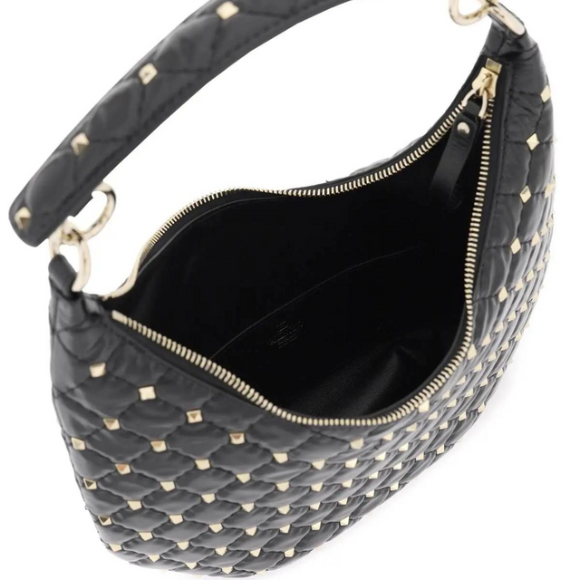 Rockstud Spike Tote Bag In Black Handbags VALENTINO - LOLAMIR