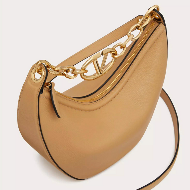 VLogo Moon Small Hobo Bag In Cappuccino Handbags VALENTINO - LOLAMIR