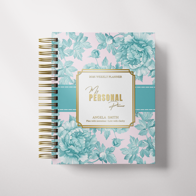 Light Marigolds | Weekly Spiral Planner |  Custom Start Month |Teal