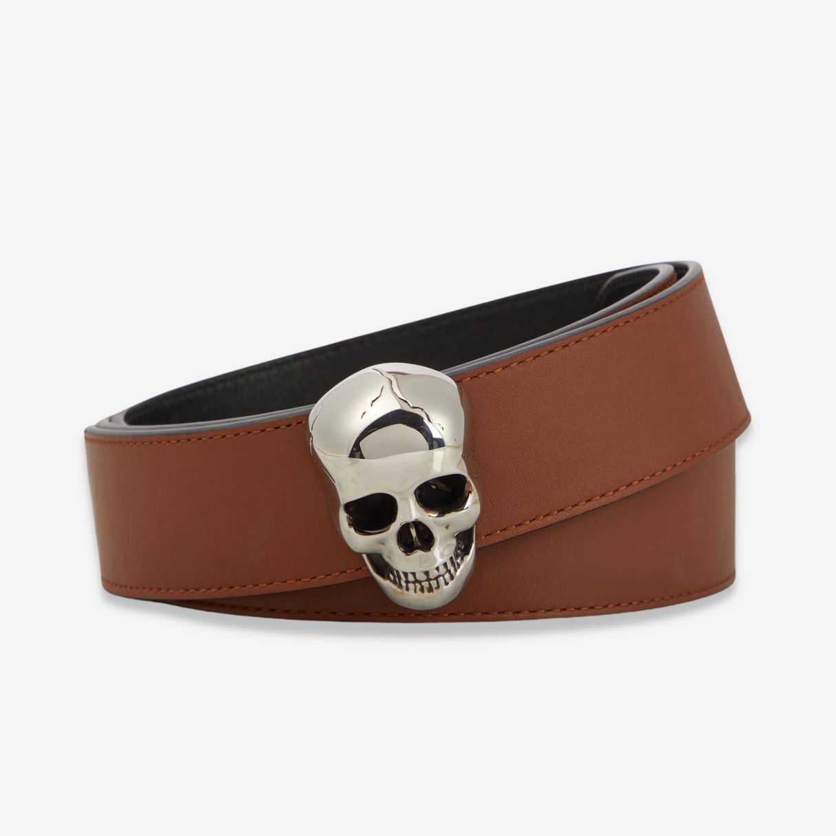 Reversible Skull 3D Belt in Black/Brown