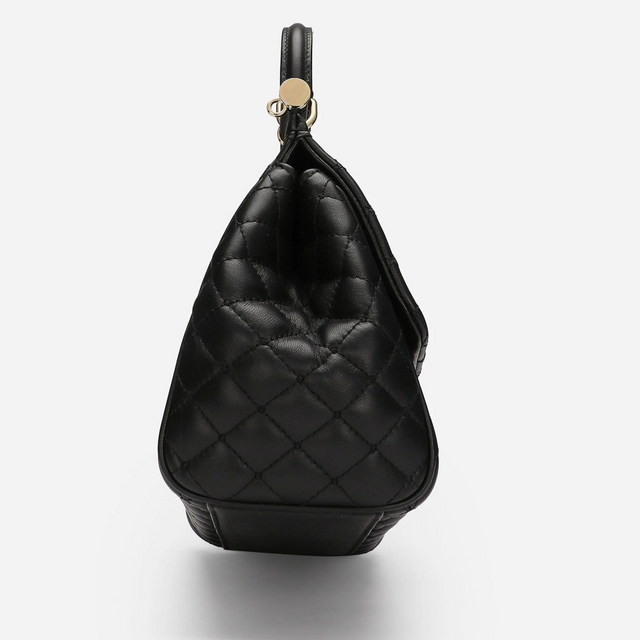 Sicily Quilted Medium Handbag in Black