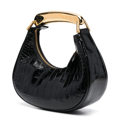 Bianca Crocodile Embossed Shoulder Bag in Black Handbags TOM FORD - LOLAMIR