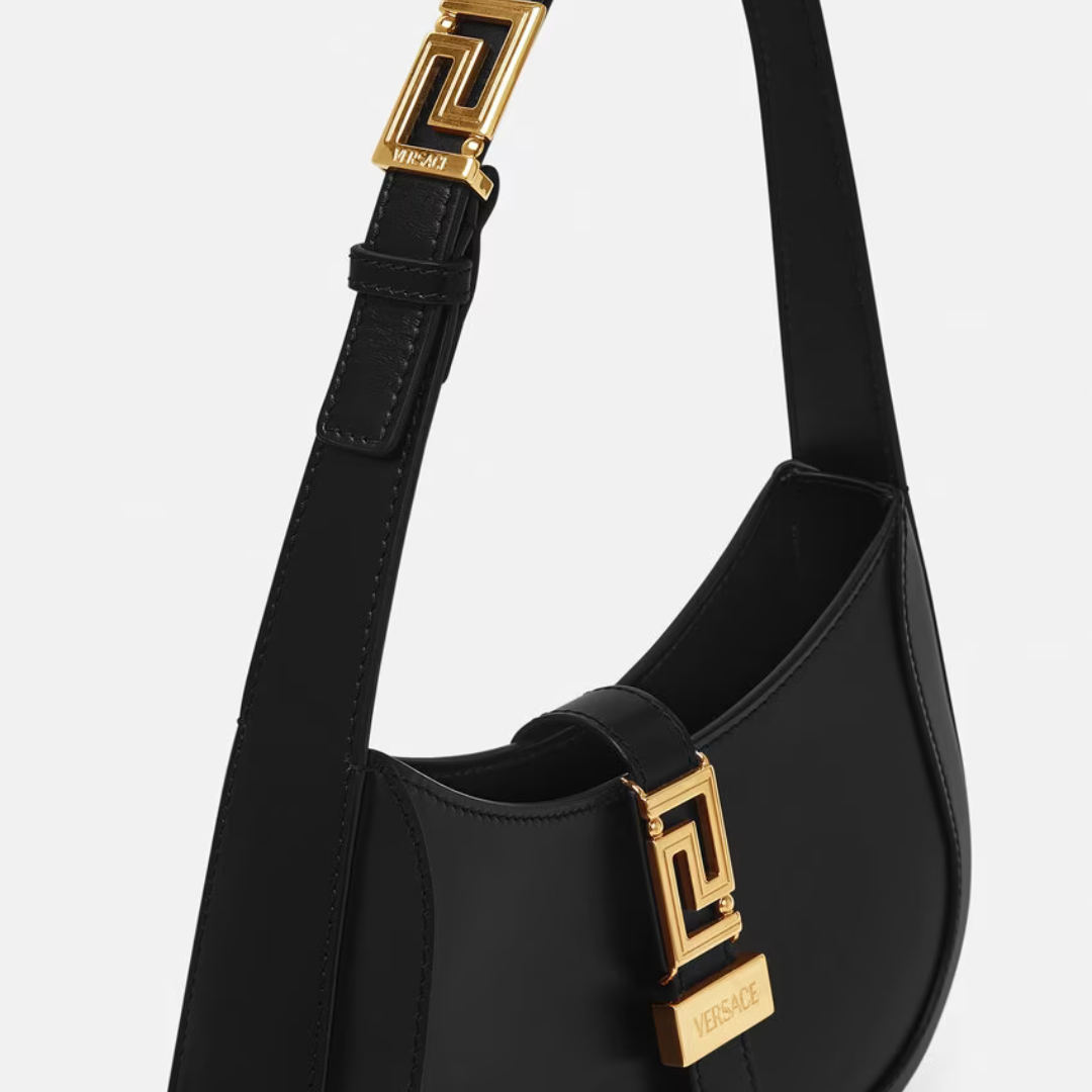 Greca Goddess Small Hobo Bag in Black Handbags VERSACE - LOLAMIR