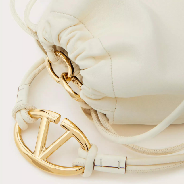 VLogo Pouf Bucket Bag in Ivory