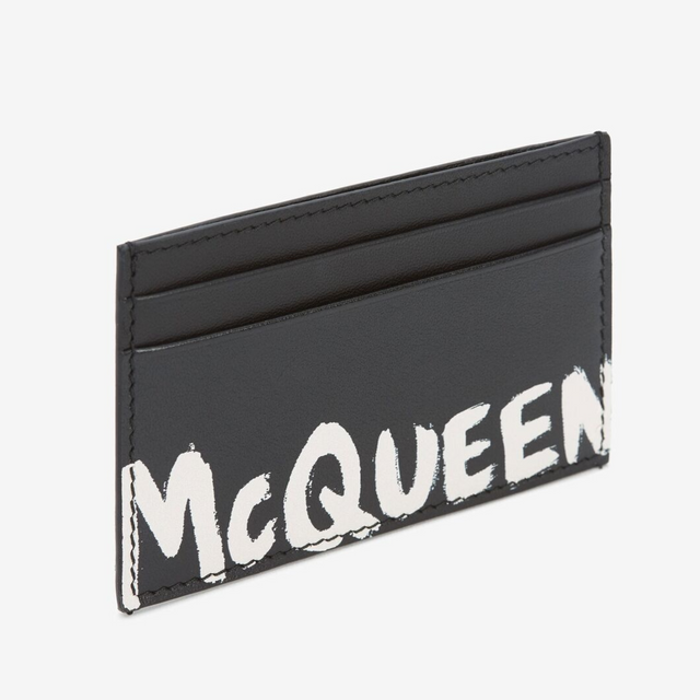 McQueen Graffiti Card Holder in Black/White