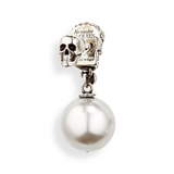 Pearl Pave Skull Earrings in Antique Silver