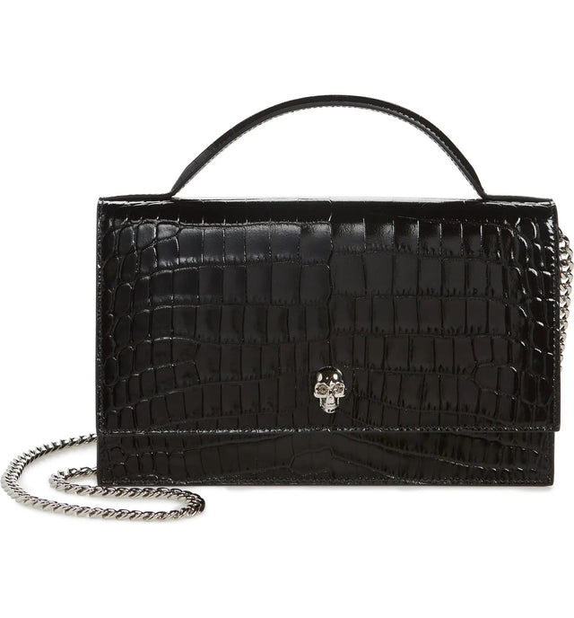 Skull Bag Top Handle  in Black/Silver Handbags ALEXANDER MCQUEEN - LOLAMIR