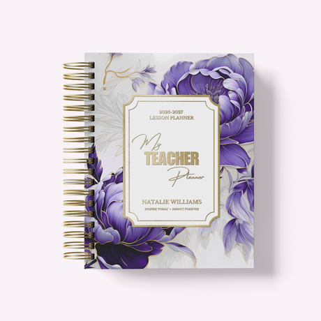 Teacher Planner 2026-2027, Monthly & Weekly High School Lesson Plan, Custom Spiral Hardcover, Academic Year, Back to School Teacher Gift