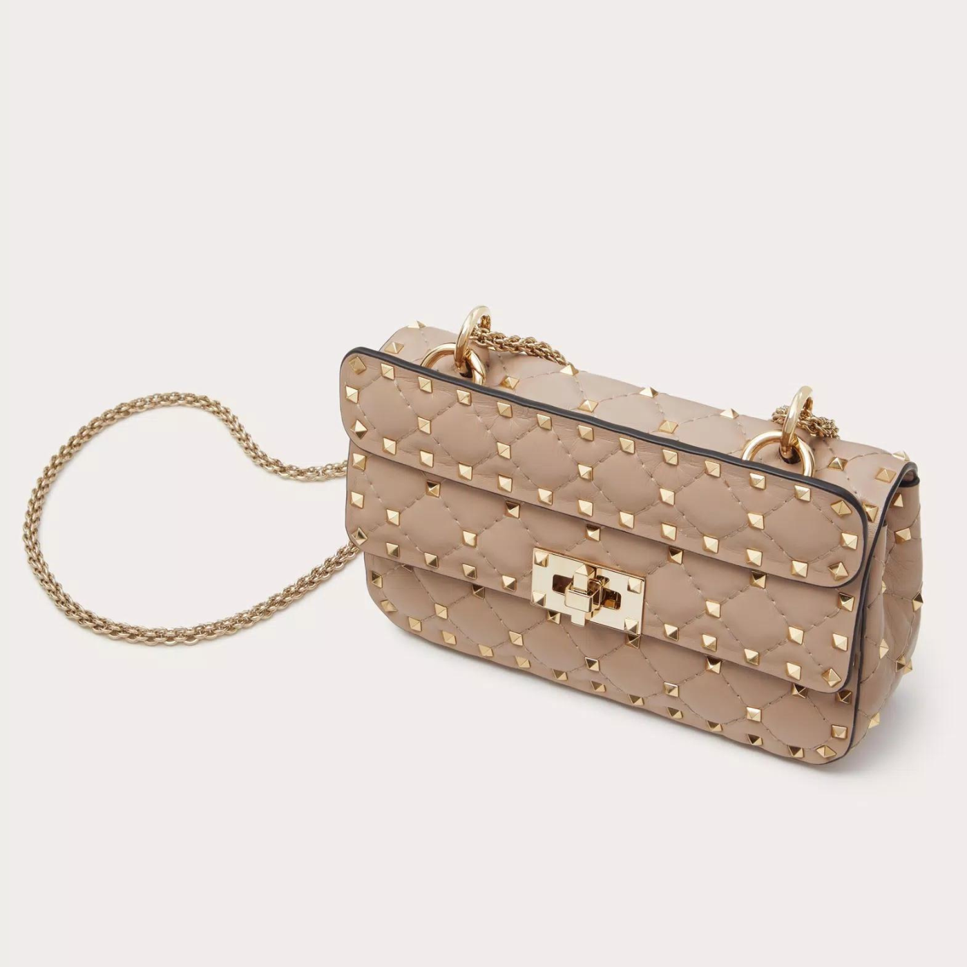 Rockstud Spike Small Shoulder Bag In Poudre Handbags VALENTINO - LOLAMIR