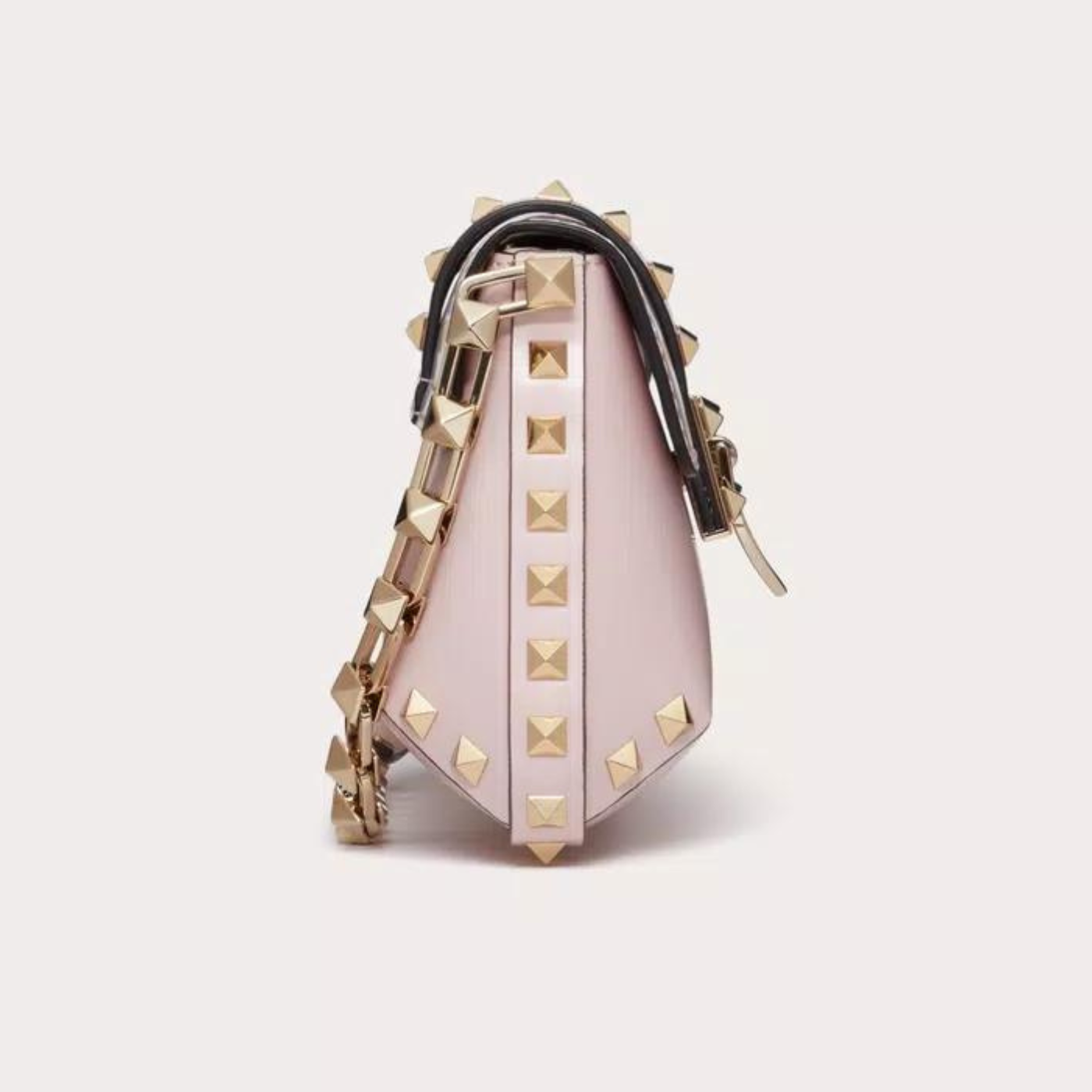 Rockstud Brushed Calfskin Shoulder Bag In Rose Quartz Handbags VALENTINO - LOLAMIR