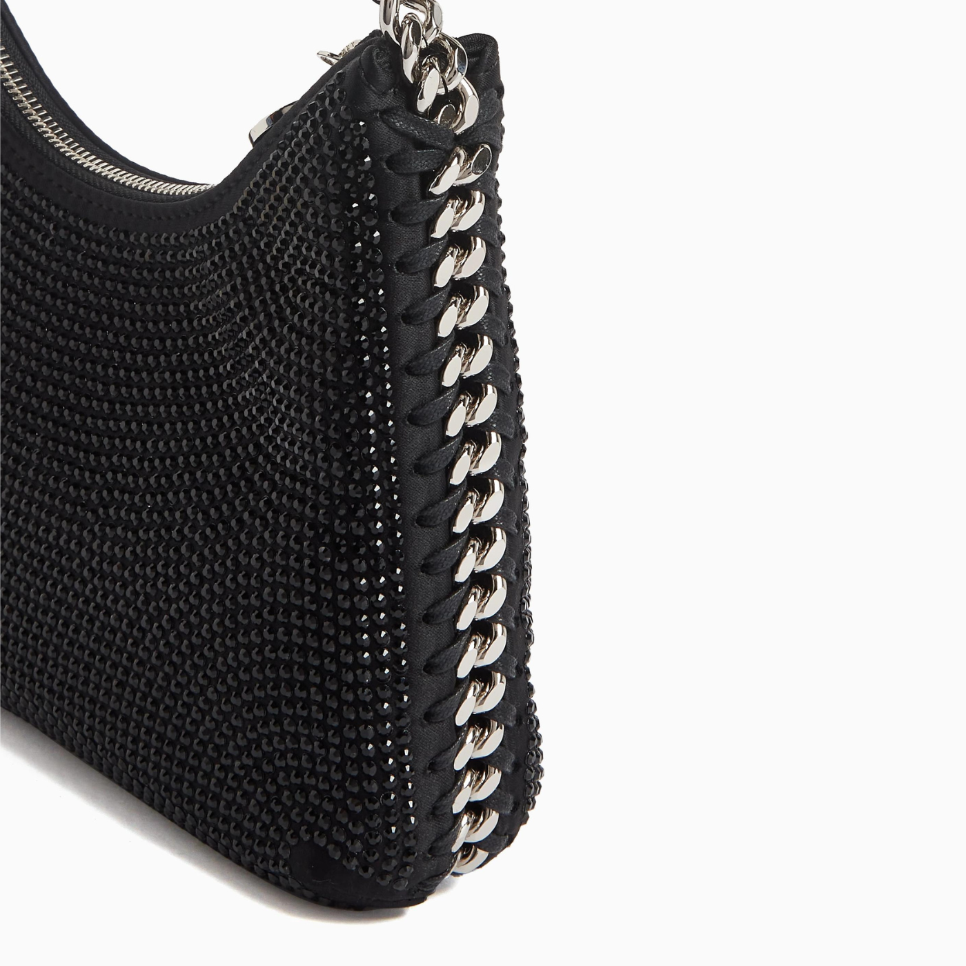 Falabella Crystal Mesh Mini Zipped Shoulder Bag in Black Handbags STELLA MCCARTNEY - LOLAMIR