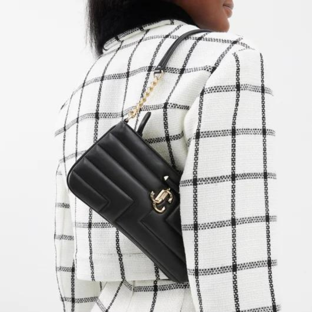 Avenue Slim Quilted Shoulder Bag in Black Handbags JIMMY CHOO - LOLAMIR